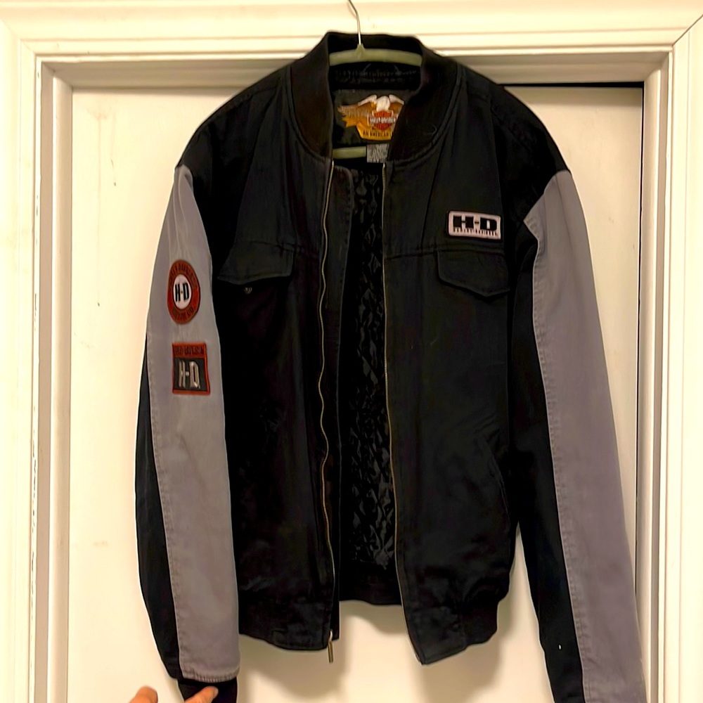 Mens Harley Davidson Motorcycle Jacket - Bomber Style - Black - Medium